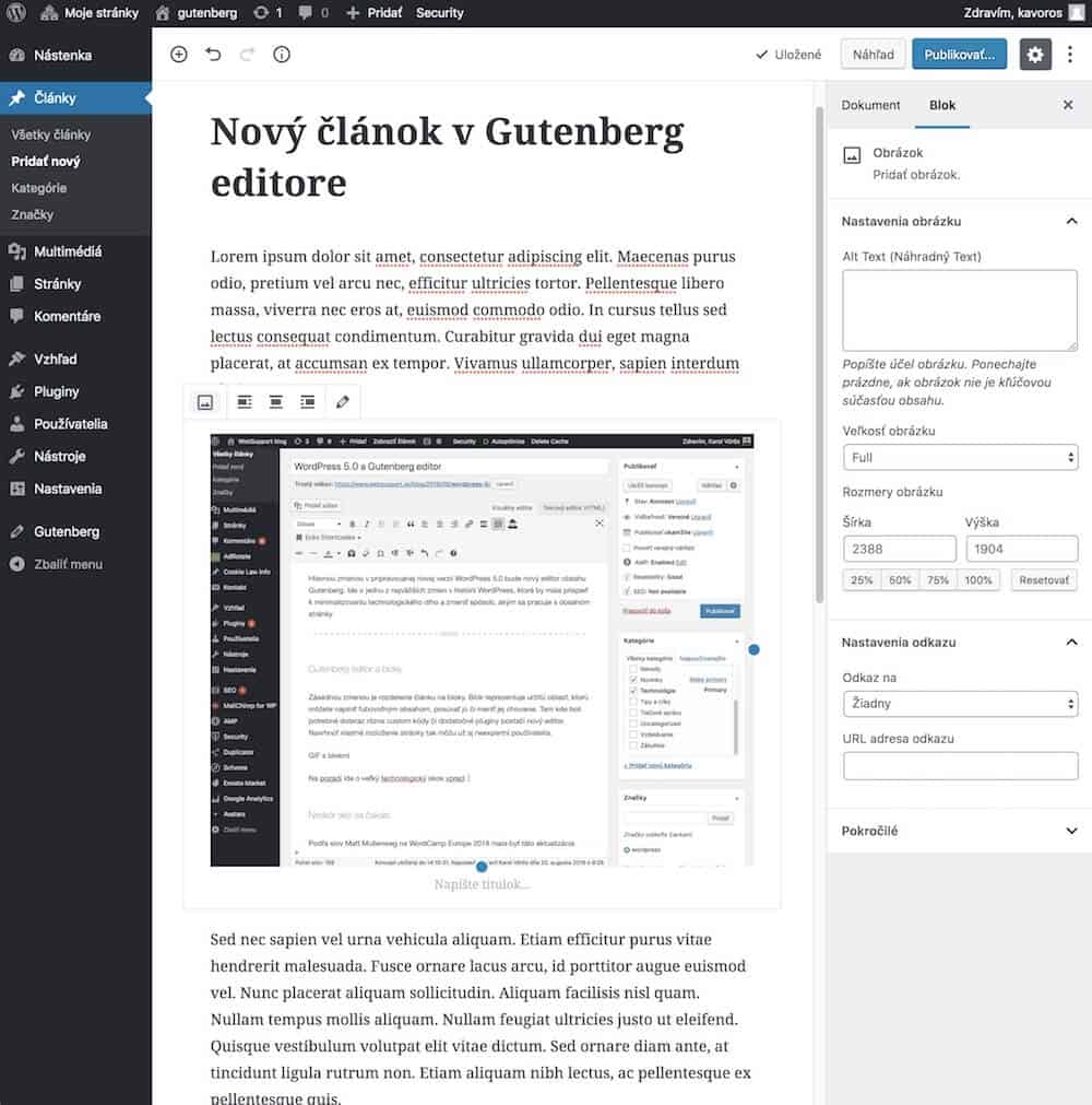 Nový Gutenberg editor WordPress