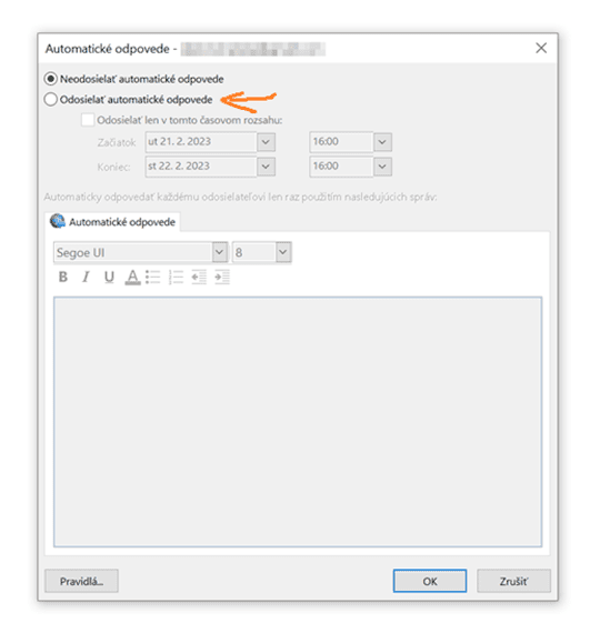 automatická odpoveď mail